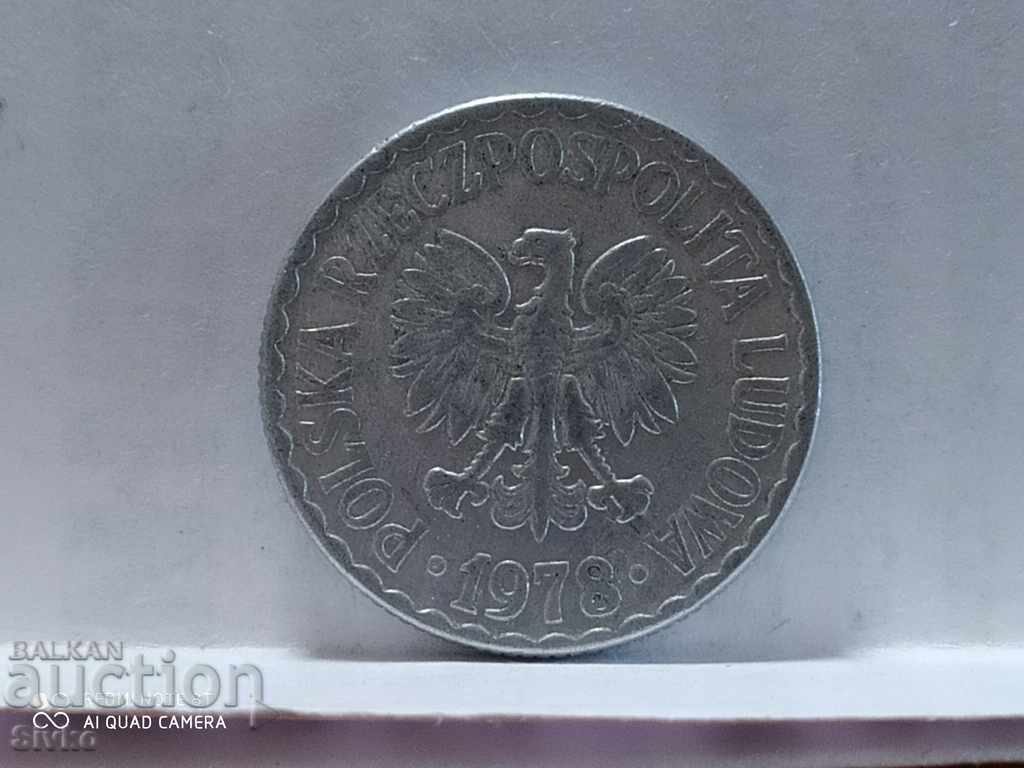 Coin Poland 1 zloty 1978 - 2 with price 0.49 BGN | € 0.25