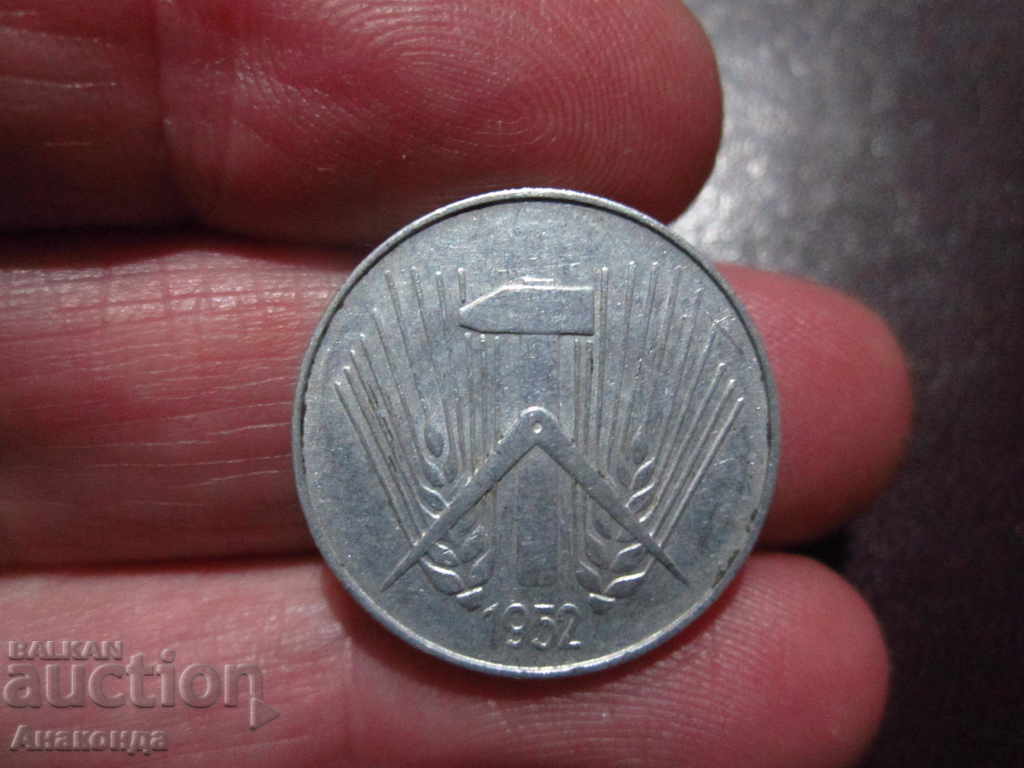 1952 GERMANIA 10 pfennigs - ALUMINIU - litera - A