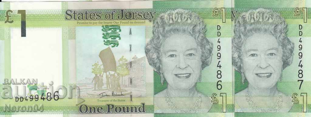 1 lira 2010, Jersey (2 bancnote cu numere de serie)