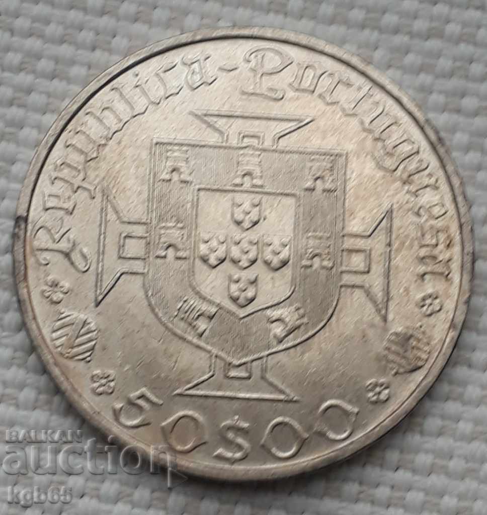 50 ескудо 1969 г. Португалия. Рядка монета.#2