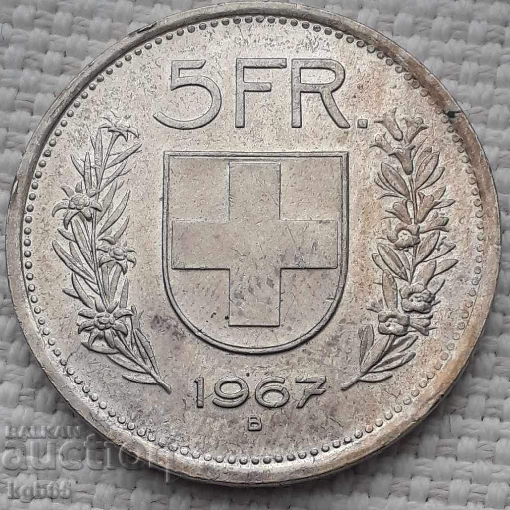 5 φράγκα 1967. Ελβετία. # 2