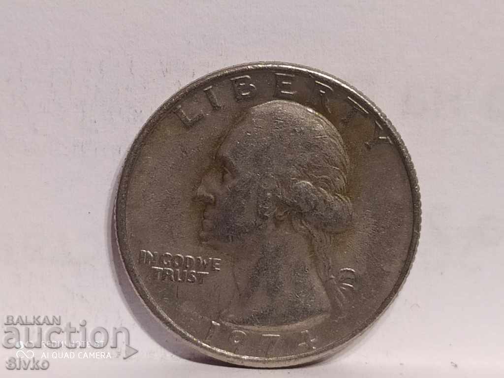 Coin US quarter dollar 1974 with price 1.99 BGN | € 1.02