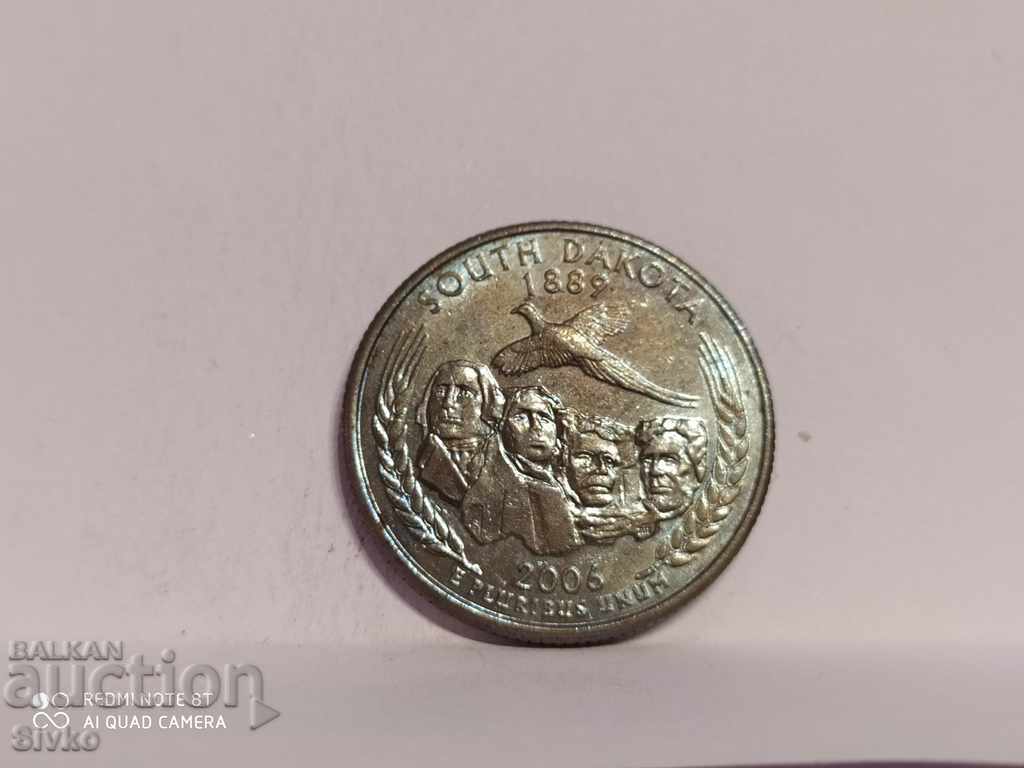 Coin US Quarter Dollar 2006 Anniversary South Dakota 1889 with price 4.99 BGN | € 2.55 Coin US Quarter Dollar 2006 Anniversary South Dakota 1889 with price 4.99 BGN | € 2.55