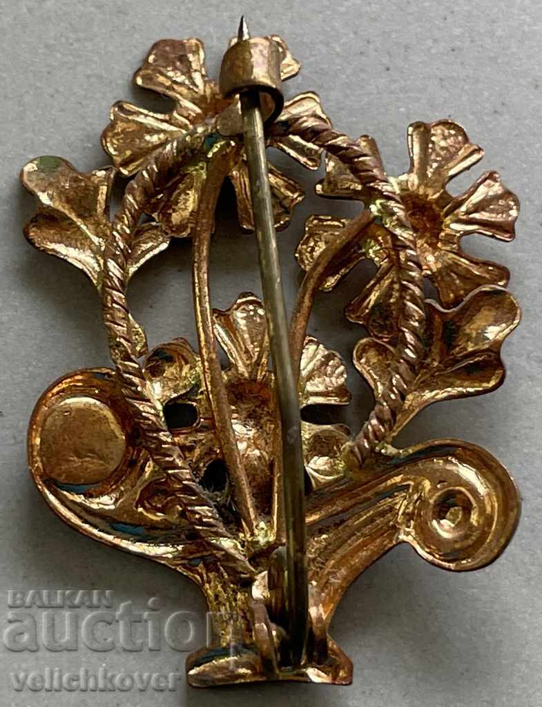 30735 Bulgaria sign or brooch basket of flowers with price 3.00 BGN | € 1.53