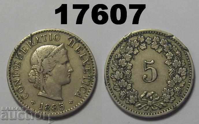Notes Switzerland 5 rapen 1885 coin