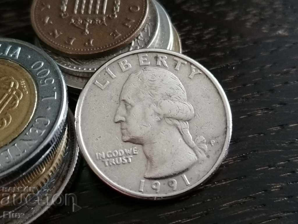 Coin - USA - 1/4 (quarter) dollar 1991 with price 1.95 BGN | € 1.00 Coin - USA - 1/4 (quarter) dollar 1991 with price 1.95 BGN | € 1.00