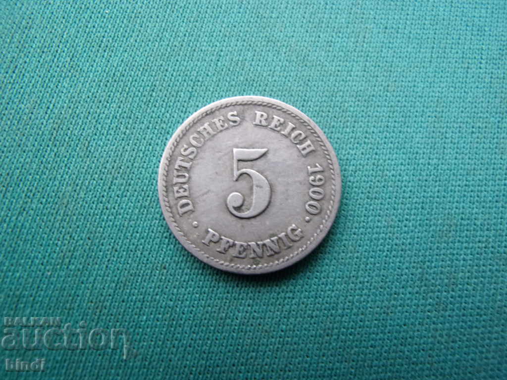 Germania Reich 5 Pfennig 1900 J Rare