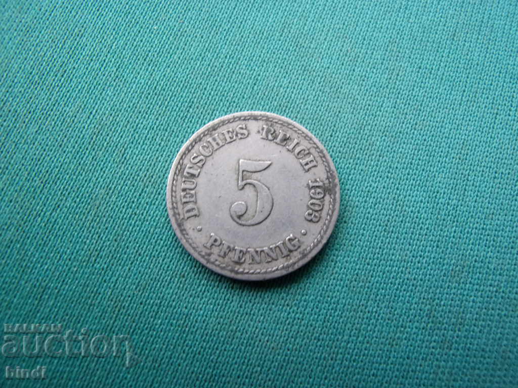 Germania Reich 5 Pfennig 1903 A Rare
