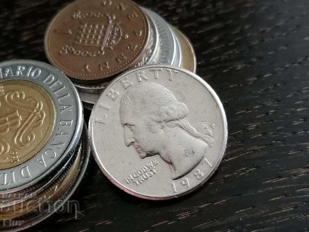 Coin - USA - 1/4 (quarter) dollar 1987 with price 1.90 BGN | € 0.97 Coin - USA - 1/4 (quarter) dollar 1987 with price 1.90 BGN | € 0.97