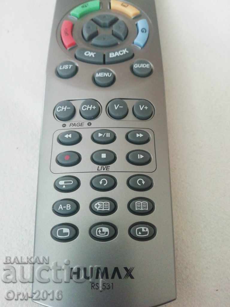 Original remote control Humax RS-531 for PVR 9100 with price 8.00 BGN | € 4.09 Original remote control Humax RS-531 for PVR 9100 with price 8.00 BGN | € 4.09