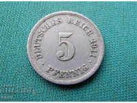 Germania Reich 5 Pfennig 1911 F Rare
