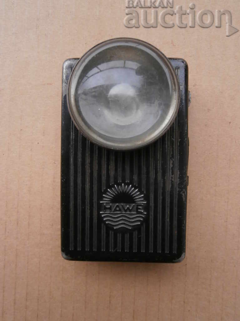 HAWE WW1 WW2 antique flashlight with magnifying glass