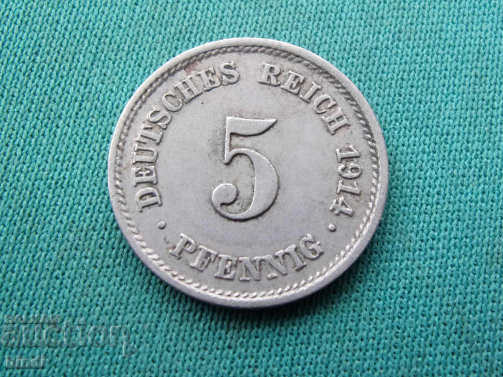 Germania Reich 5 Pfennig 1914 E Rare