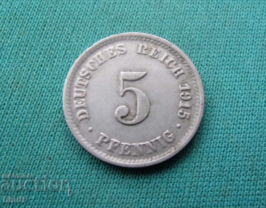 Germany Reich 5 Pfennig 1915 D Rare