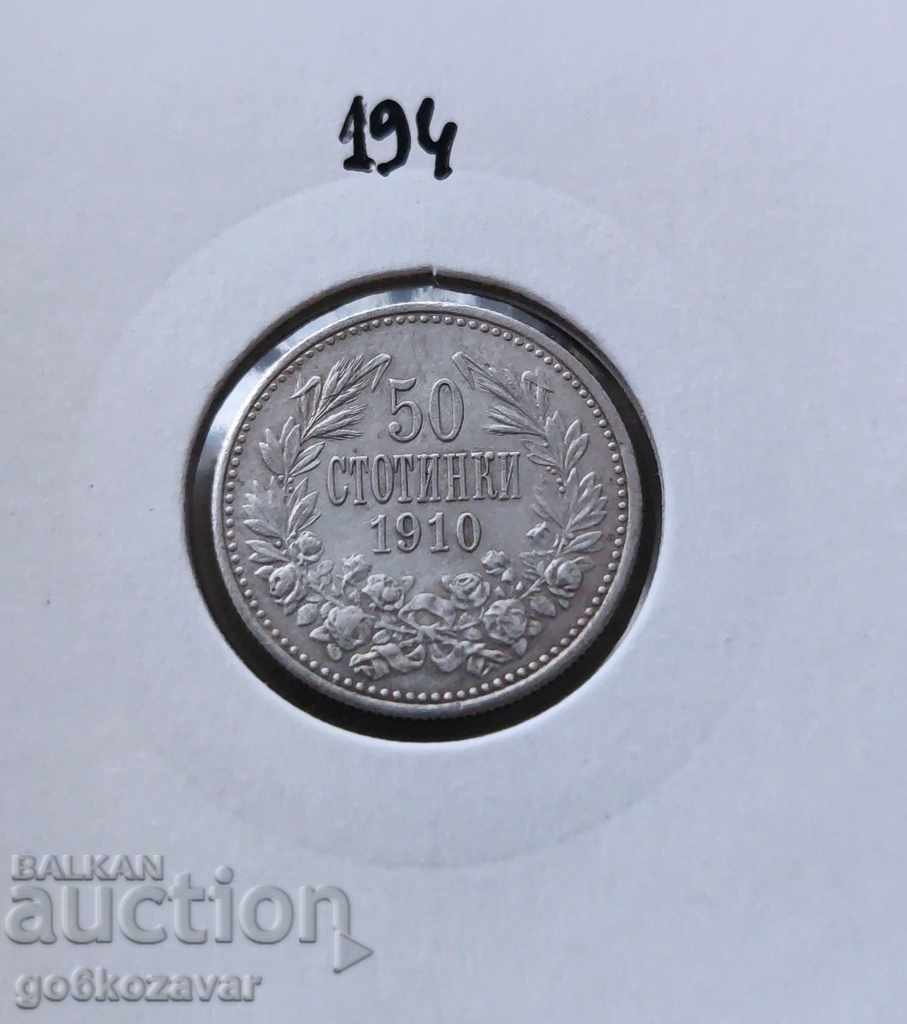 Bulgaria 50 cent 1910 Silver, Coin for collection!