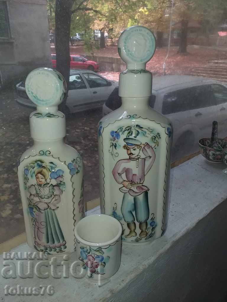 Russian porcelain two bottles and a cup with Cossack motifs with price 240.00 BGN | € 122.71 Russian porcelain two bottles and a cup with Cossack motifs with price 240.00 BGN | € 122.71