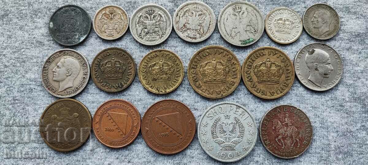 LOT OF 18 ROYAL AND LATER SERBIA/ ALBANIA/ BOSNIA COINS with price 20.00 BGN | € 10.23 LOT OF 18 ROYAL AND LATER SERBIA/ ALBANIA/ BOSNIA COINS with price 20.00 BGN | € 10.23