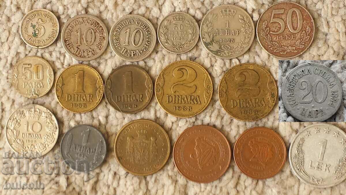 LOT OF 18 ROYAL AND LATER SERBIA/ ALBANIA/ BOSNIA COINS