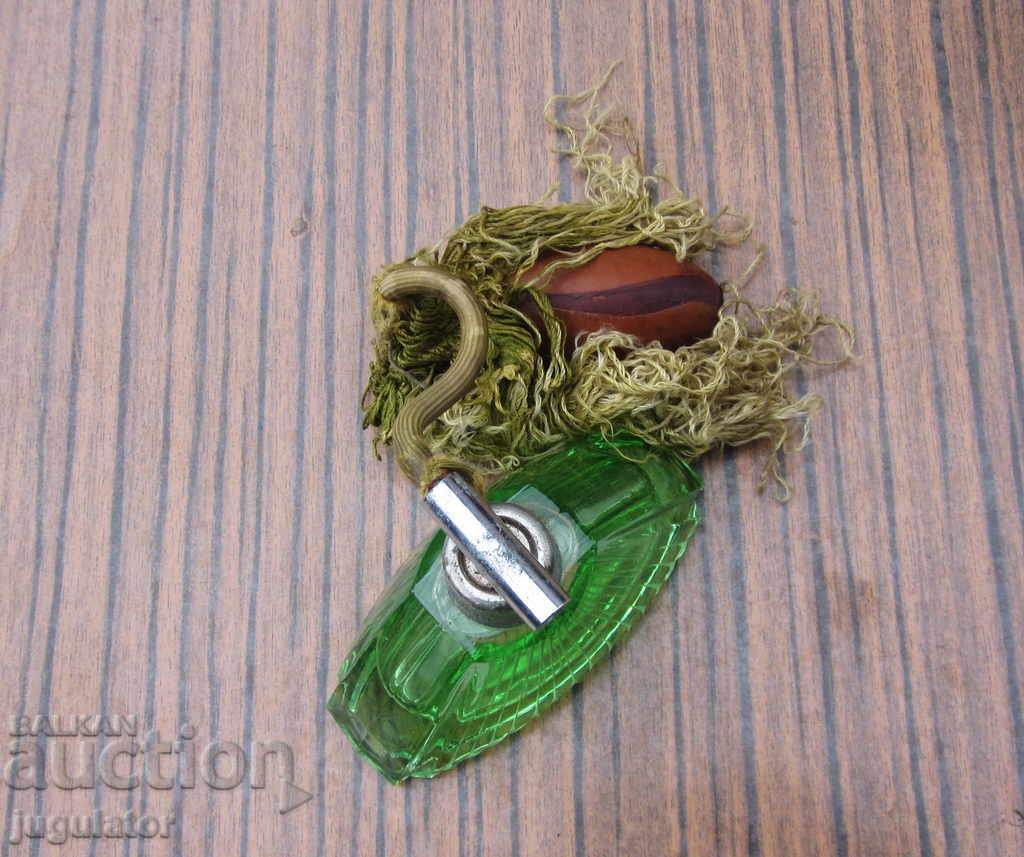 antique perfume bottle bohemia crystal glass with pump - 5