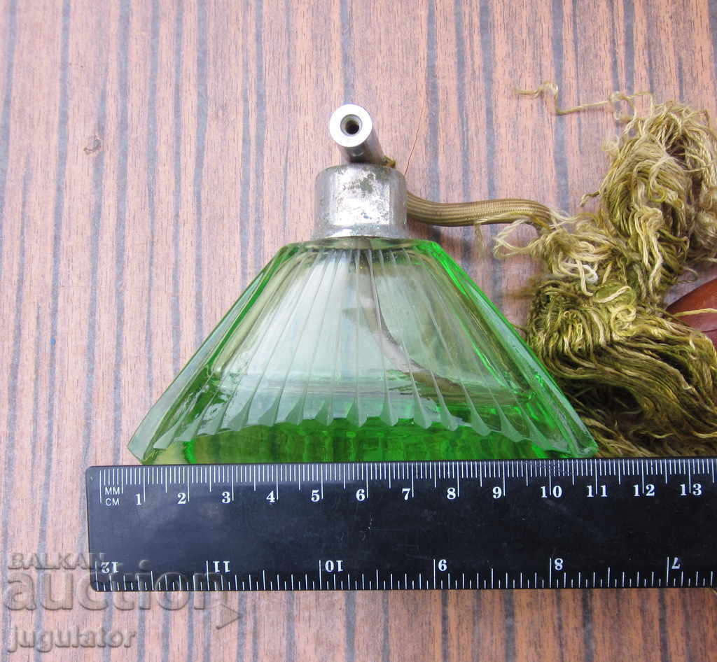 antique perfume bottle bohemia crystal glass with pump - 7