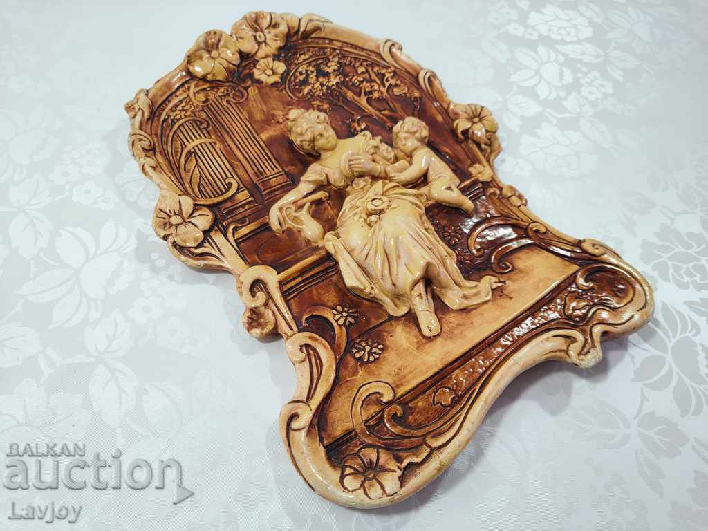Auction Antique scene plaster wall panel Auction Antique scene plaster wall panel