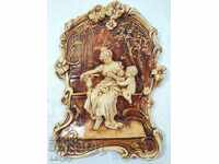 Antique scene plaster wall panel