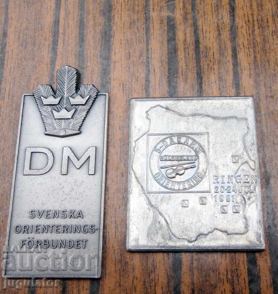 два броя медали плакети по ориентиране 1968 год. 1981 година с цена € 10.00 | 19.56 лв.