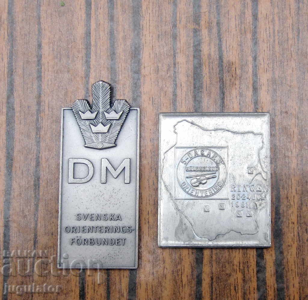 два броя медали плакети по ориентиране 1968 год. 1981 година