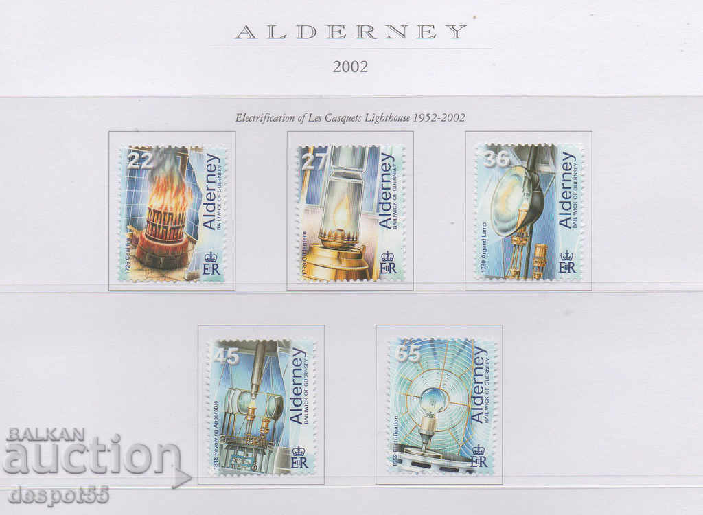 2002. Alderney. 50 de ani de electrificare a farurilor marine.