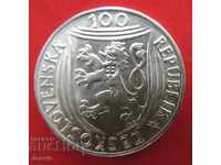 100 de coroane 1951 Cehoslovacia argint MINT