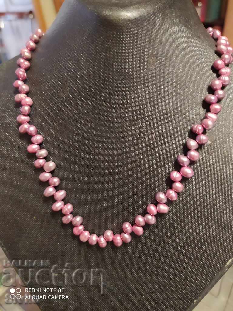 Necklace natural pearls pink