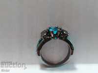 Silver-plated ring with topazes