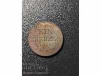 Монета 1 кройцер 1816г.