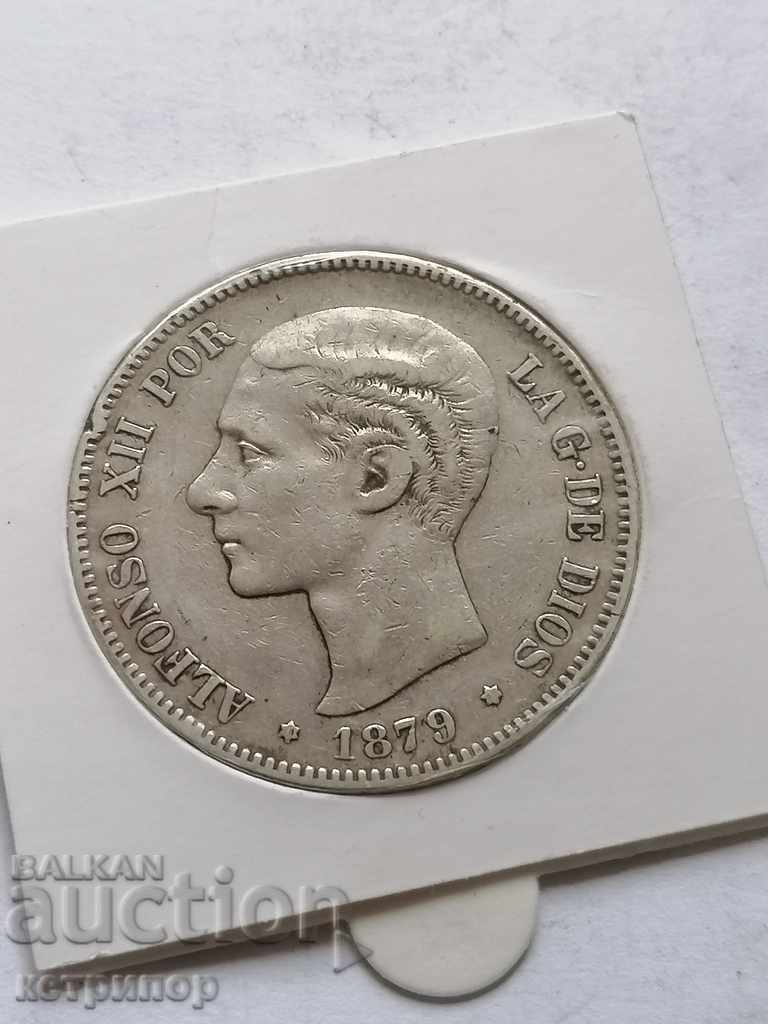 5 Pesetas Spania argint 1879 cu preț € 90.00 | 176.02 BGN