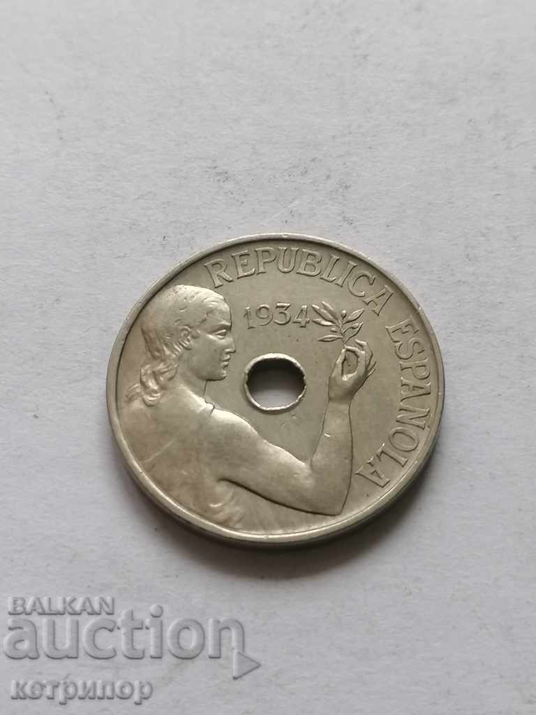 25 centimos Spain 1934 with price 6.50 BGN | € 3.32 25 centimos Spain 1934 with price 6.50 BGN | € 3.32