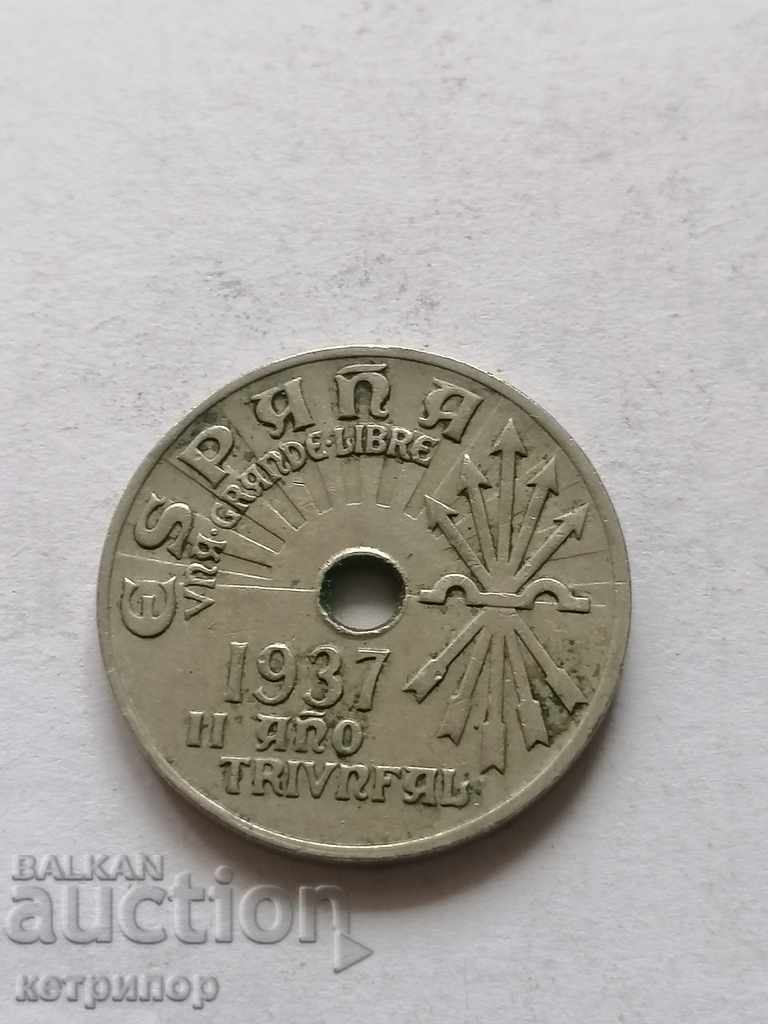 25 centimos Spain 1937 with price 5.50 BGN | € 2.81