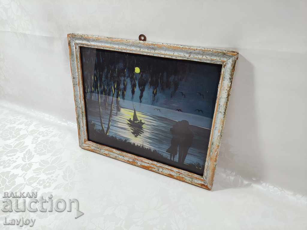 Auction  Old watercolor painting Romantic scene
