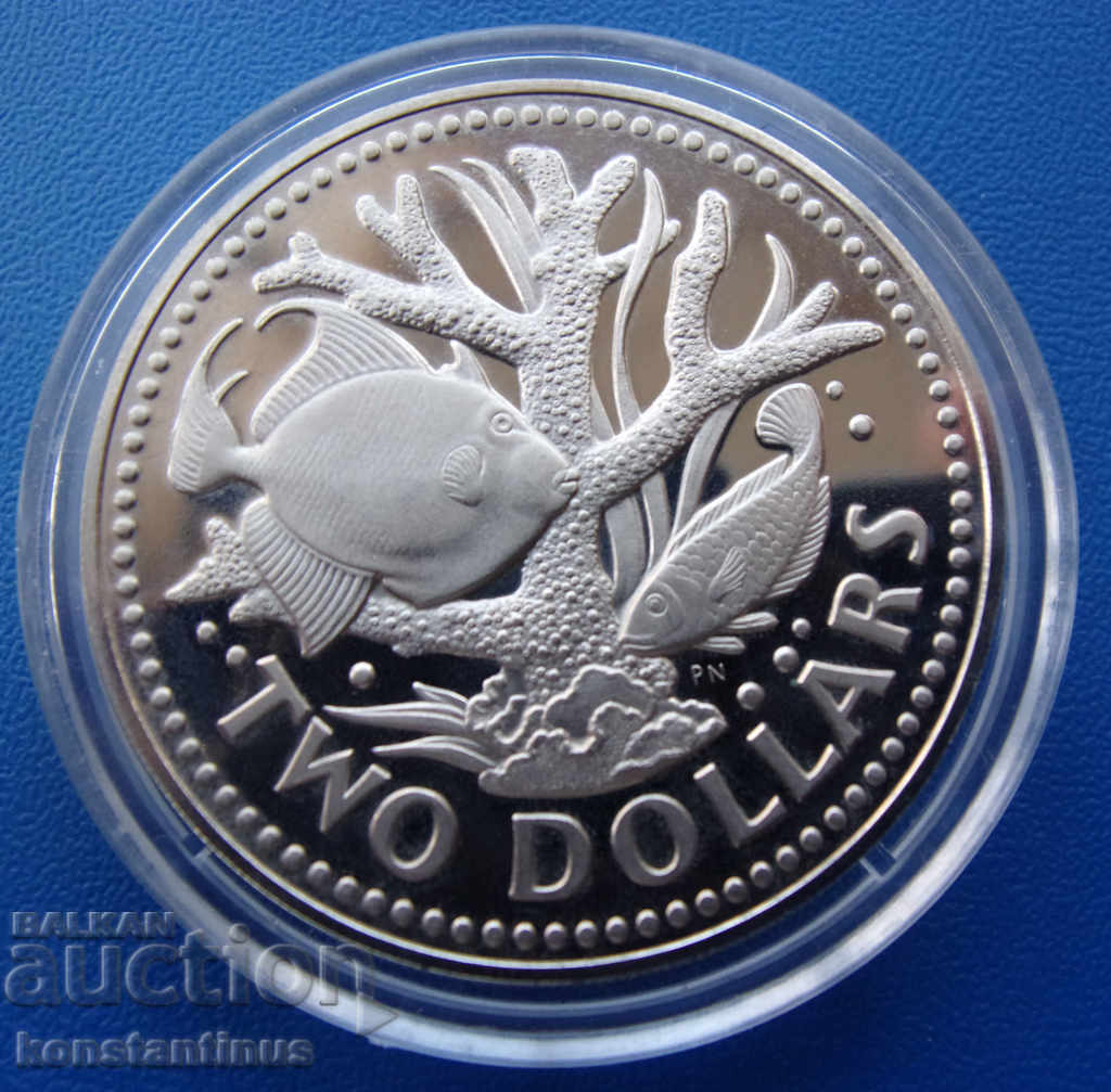 Barbados 2 Dollars 1973 UNC PROOF Rare