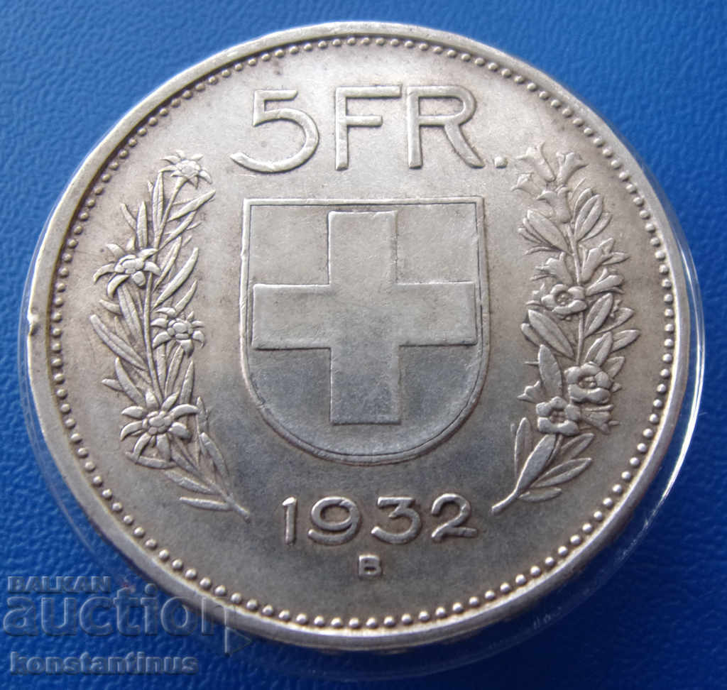 Switzerland 5 Francs 1932 In Rare