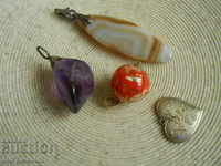 Interesting pendants, medallions, silver and natural stones