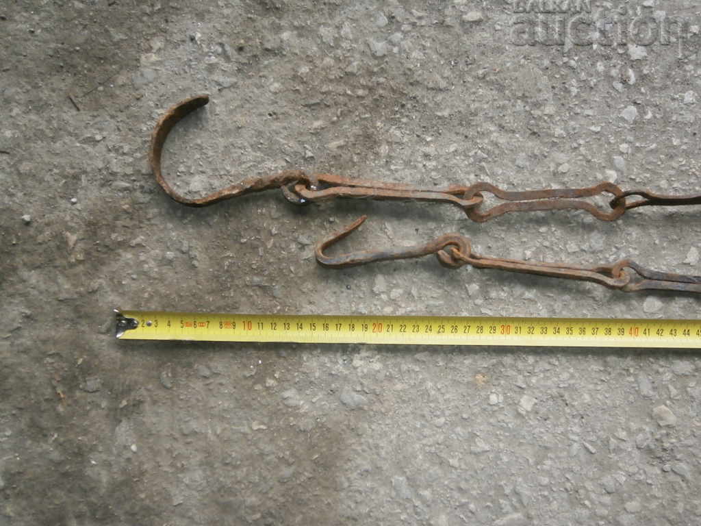 Old forged chain with hook, hearth for hearth chain hook - 5 Old forged chain with hook, hearth for hearth chain hook - 5