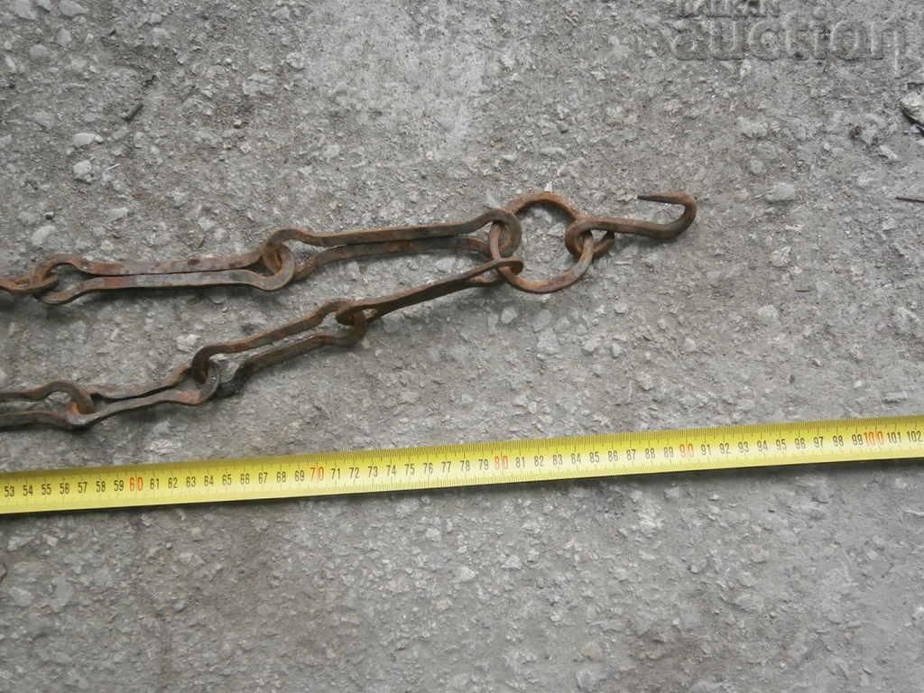 Old forged chain with hook, hearth for hearth chain hook - 7 Old forged chain with hook, hearth for hearth chain hook - 7