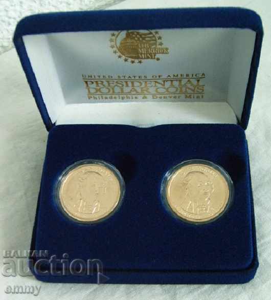 Позлатена монета президент на САЩ Америка Джон Адамс-2 бр.