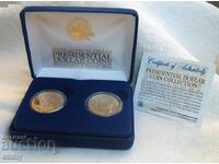 Gold-plated coin of the President of the United States of America D. Adams - 2 pcs.