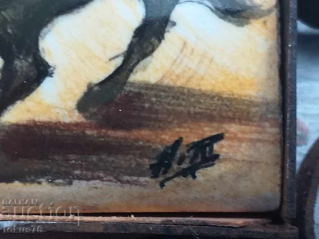 Porcelain in metal frame with signature with price 35.00 BGN | € 17.90