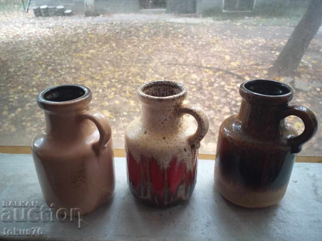 Auction German ceramics Lava lot of three mugs Auction German ceramics Lava lot of three mugs