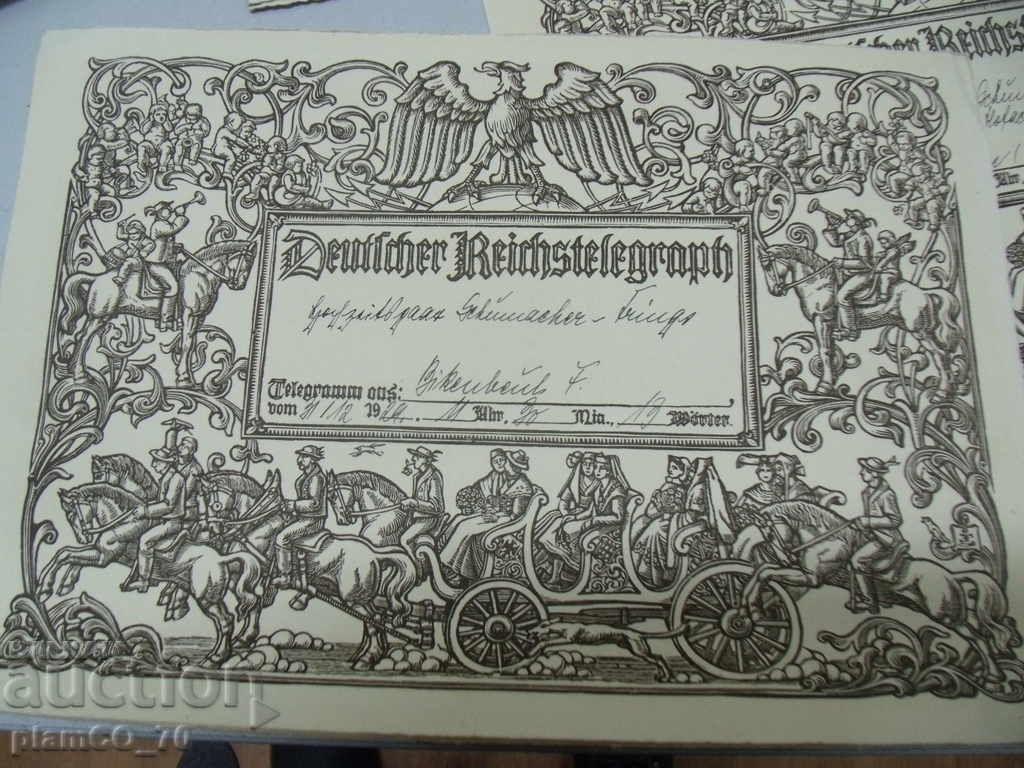 Auction 5 * 5702 eight old German telegrams 1929/1930 Auction 5 * 5702 eight old German telegrams 1929/1930