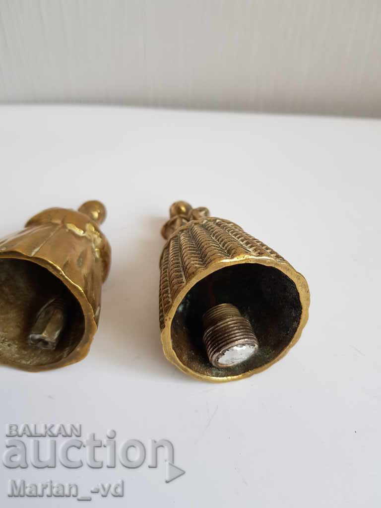 Стари бронзови интересни звънци за прислуга 2 броя - 6 Стари бронзови интересни звънци за прислуга 2 броя - 6