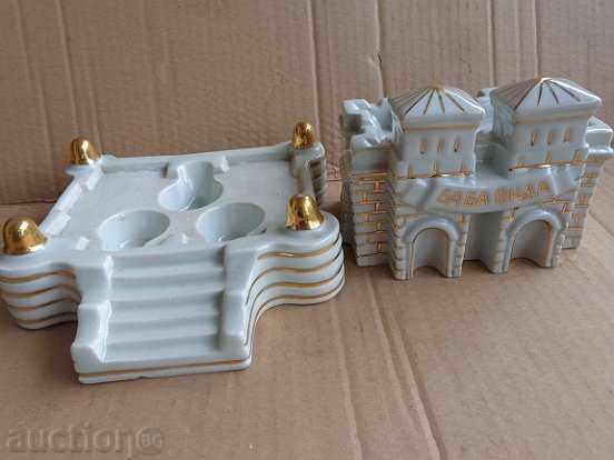 Auction  Baba Vida porcelain inkwell with gilded pen