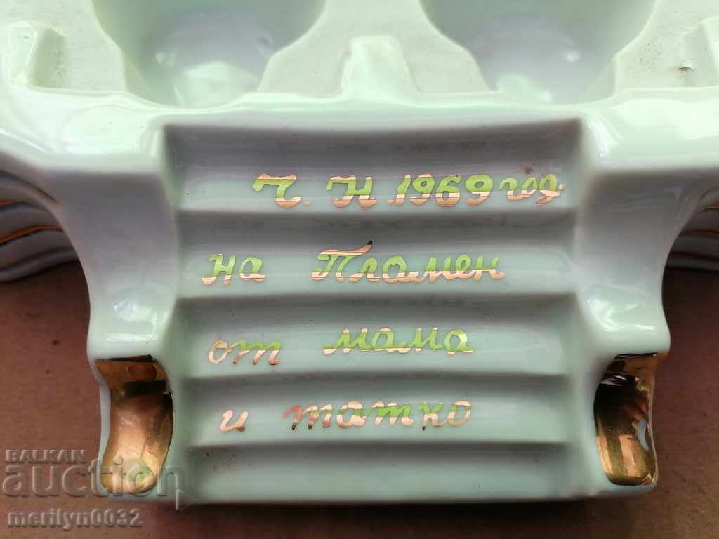 Auction Inkwell porcelain Baba Vida gift inscription gold letters Auction Inkwell porcelain Baba Vida gift inscription gold letters